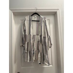 blue island women's Tees - Long Sleeve Top White Silver Size Large